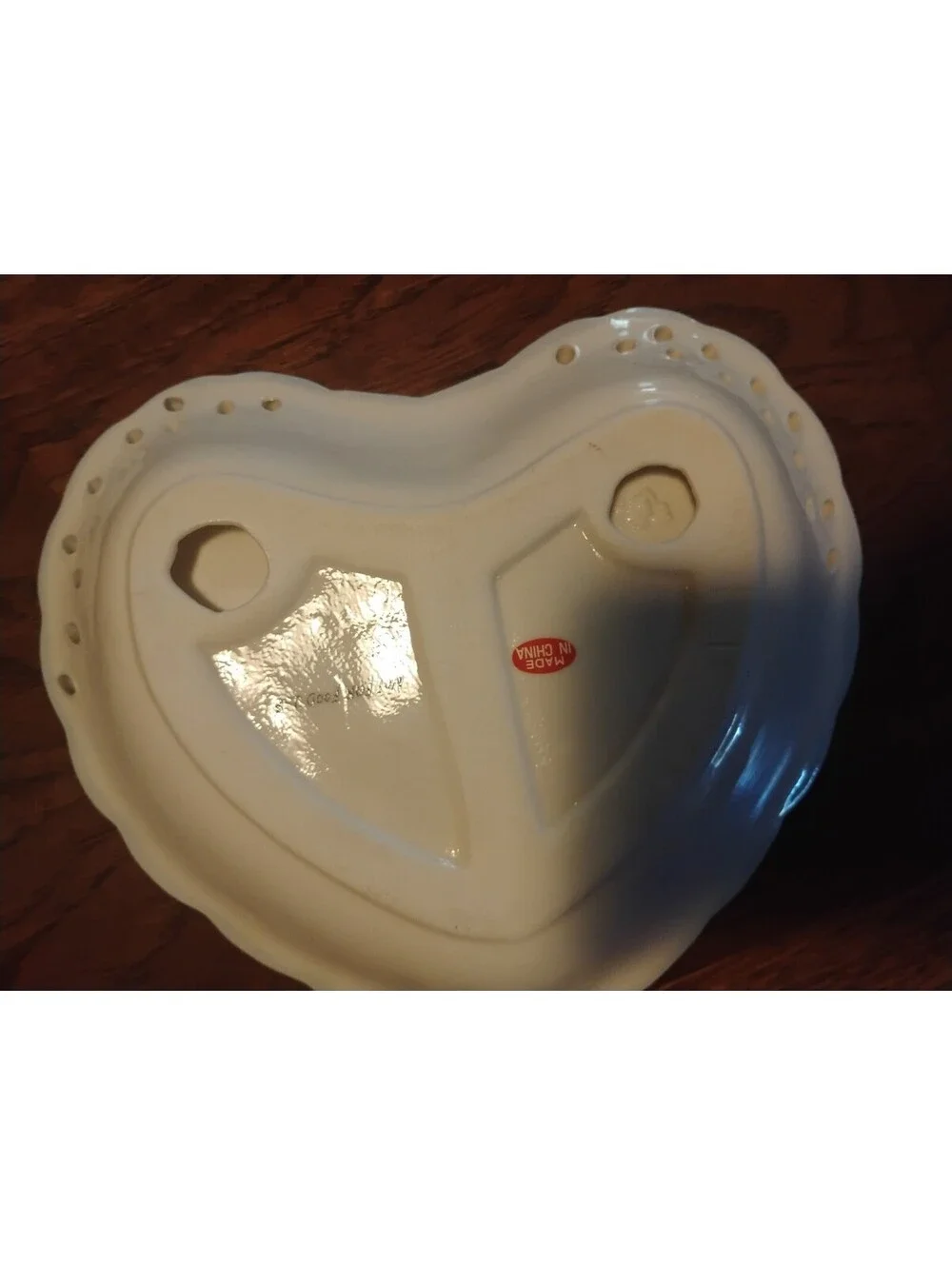 Heart-Shaped Porcelain Decorative Dish with Floral Accents